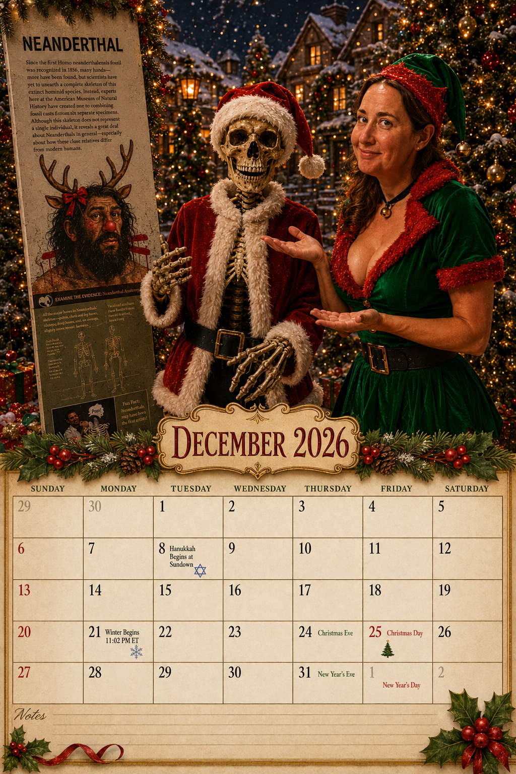 Rick and Anne 2027 calendar page for December 2026